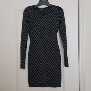 Express Black and Silver Bodycon Dress